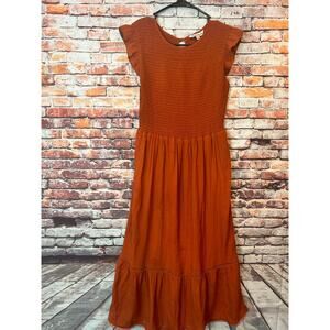 orange nanette lepore midi dress cap sleeves women's size 10
